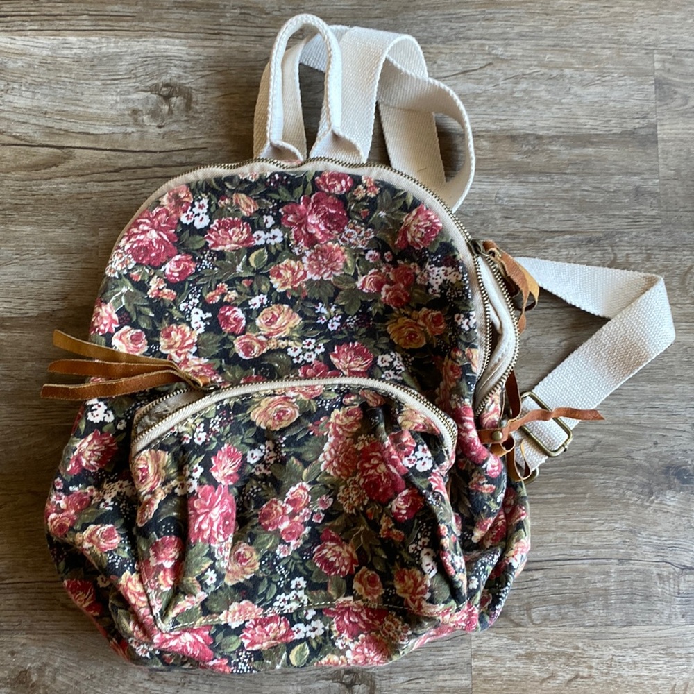 John Galt Floral Backpack Bag With Leather Details Pacsun Brandy Melville